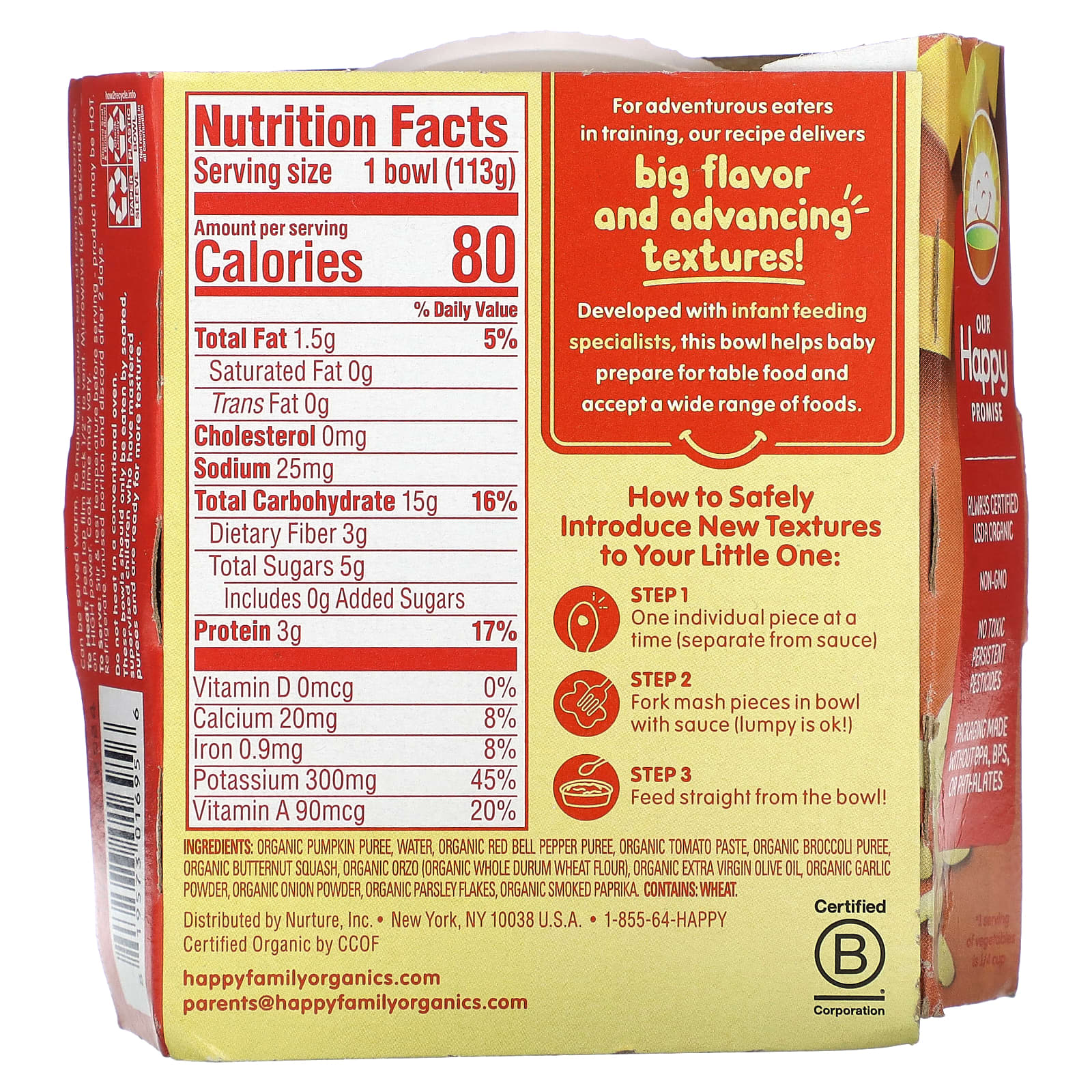 Happy Family Organic Pumpkin & Tomato Paella Baby Food, 9+ Months, 4 oz, USDA Certified - Image 2