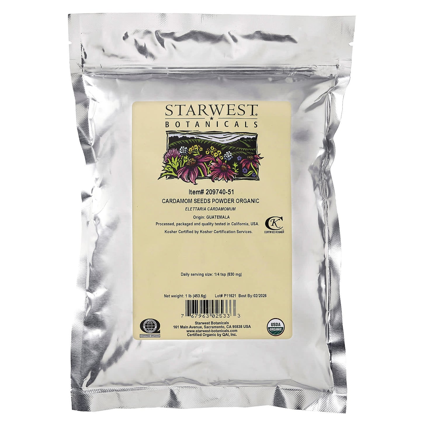 Starwest Botanicals, Organic Cardamom Seeds Powder, 1 lb (453.6 g) - Image 2