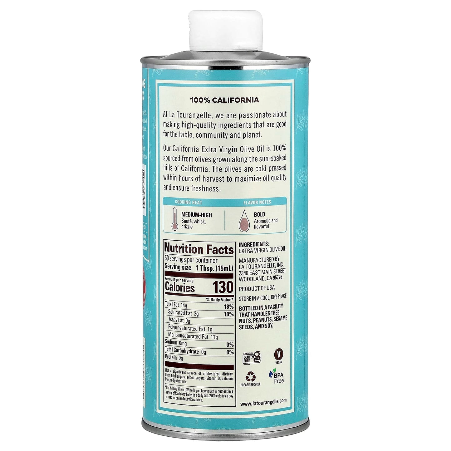 La Tourangelle, California Extra Virgin Olive Oil , 25.4 fl oz (750 ml) - Image 2