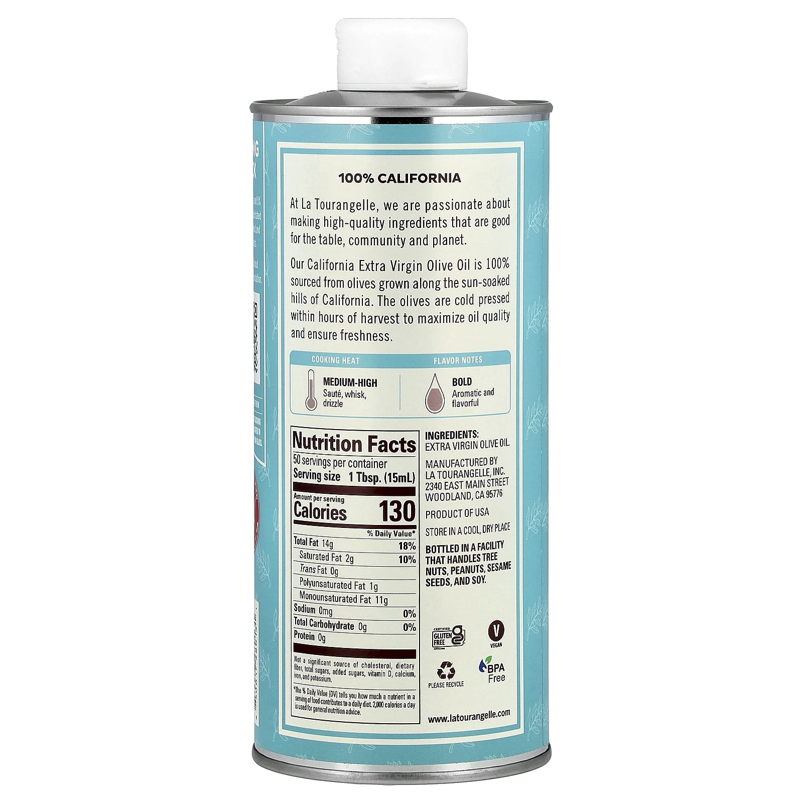 La Tourangelle, California Extra Virgin Olive Oil , 25.4 fl oz (750 ml) - Image 2