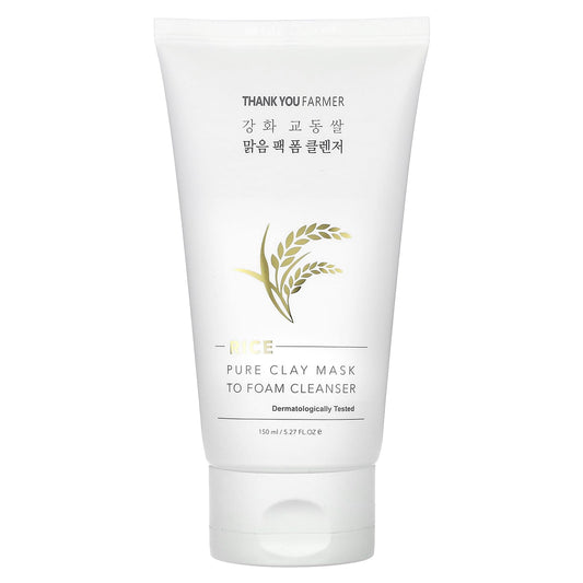 Thank You Farmer, Rice, Pure Clay Mask To Foam Cleanser, 5.27 fl oz (150 ml) - Image 1