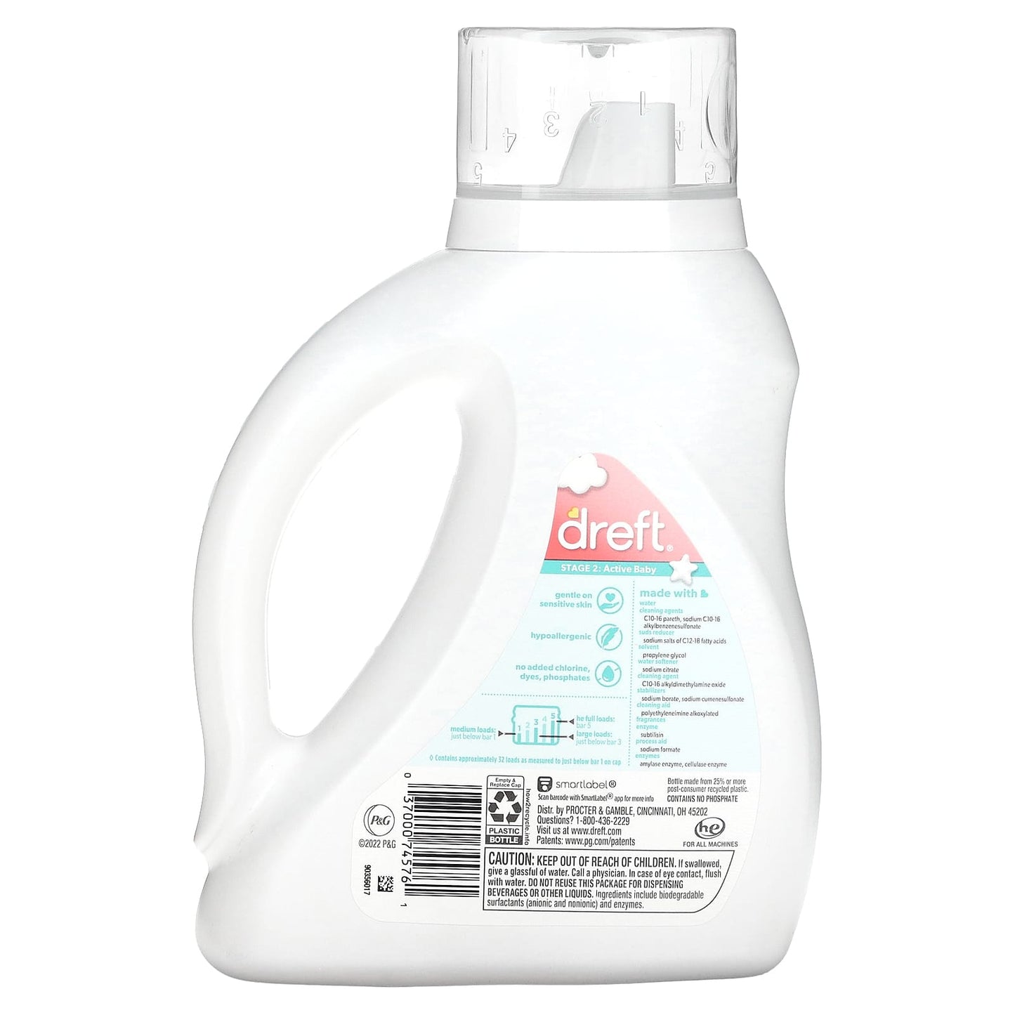 Dreft Baby Detergent Stage 2, 46 fl oz (1.36 l) for Sensitive Skin - Image 2