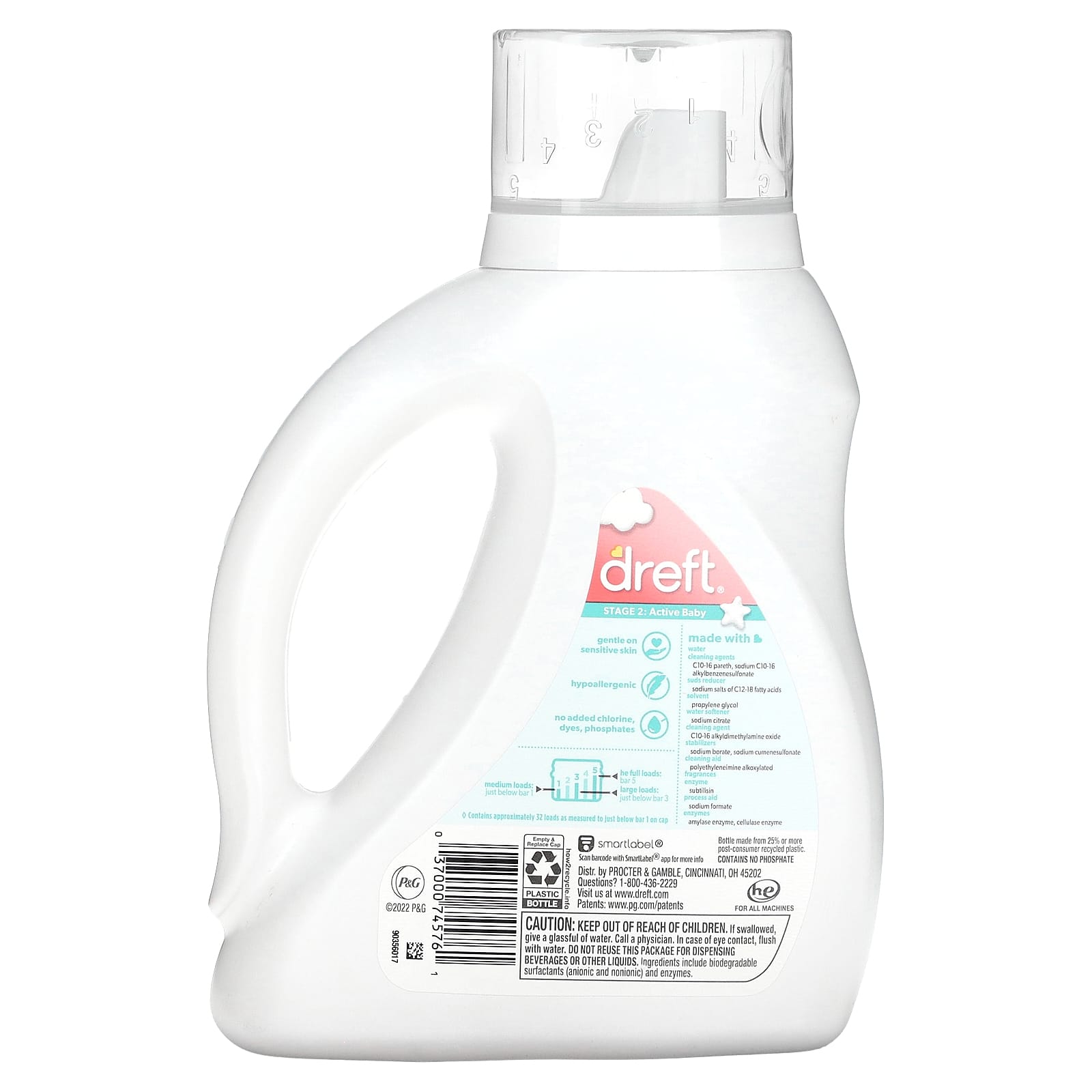 Dreft Baby Detergent Stage 2, 46 fl oz (1.36 l) for Sensitive Skin - Image 2