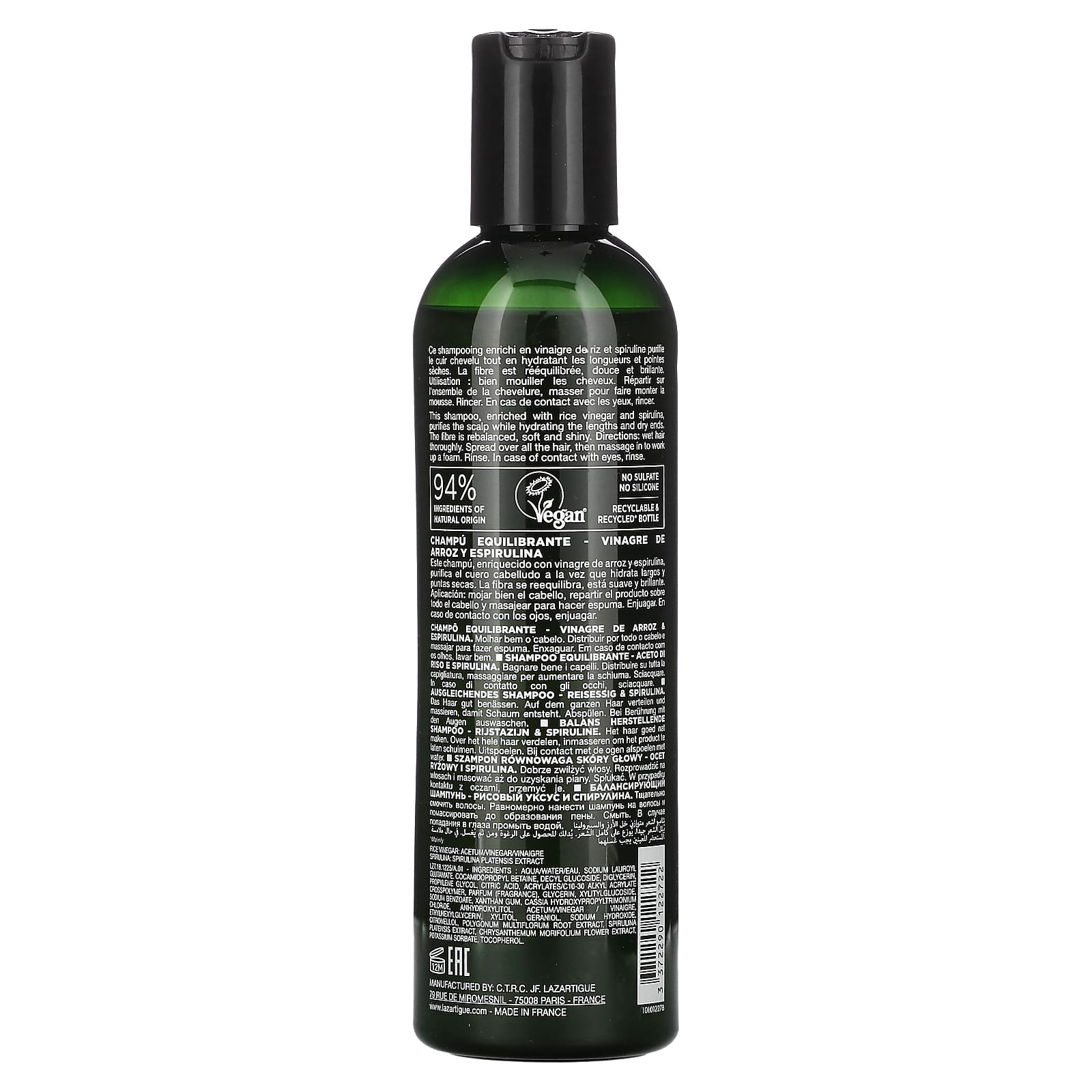 Lazartigue, Rebalancing Shampoo, Rice Vinegar & Spirulina , 8.5 fl oz (250 ml) - Image 2