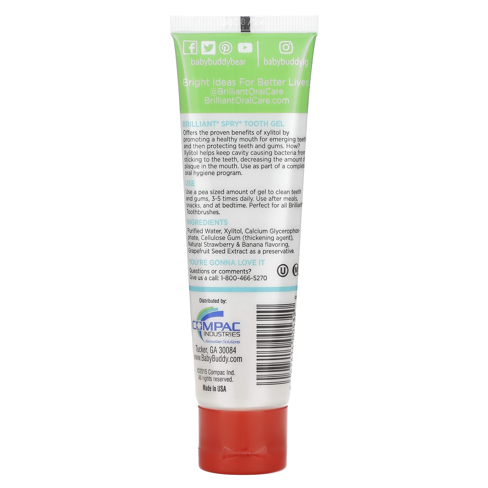 Baby Buddy Xylitol Tooth Gel for Babies 3+ Months, Strawberry-Banana, 2 fl oz - Image 2