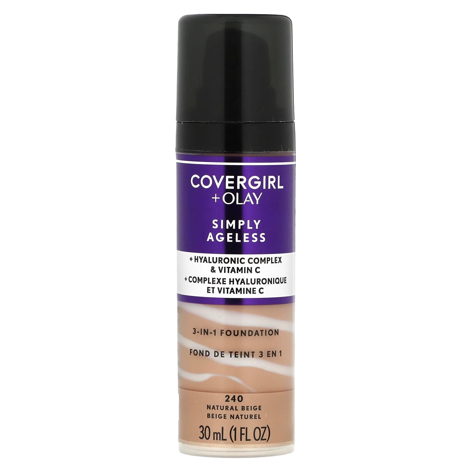 Covergirl Ageless 3-in-1 Foundation, Natural Beige, 1 fl oz (30 ml) - Image 1