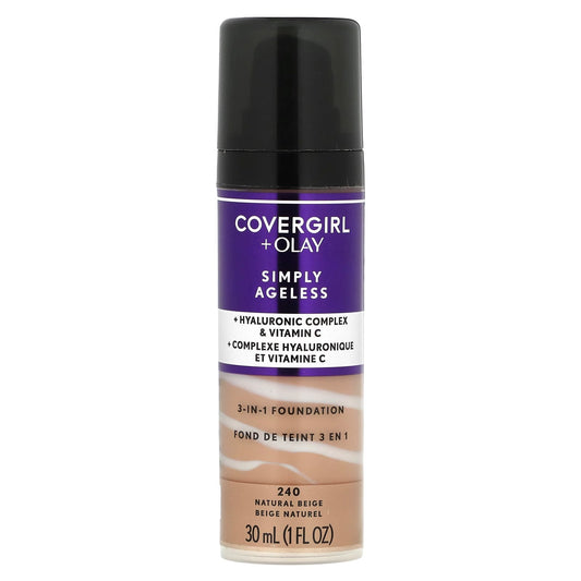 Covergirl Ageless 3-in-1 Foundation, Natural Beige, 1 fl oz (30 ml) - Image 1