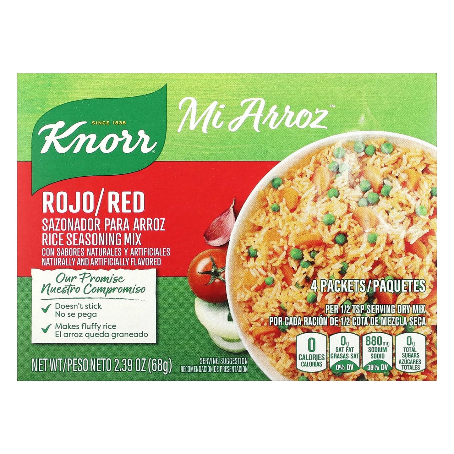 Knorr, Mi Arroz, Rice Seasoning Mix, Red, 4 Packets, 2.39 oz (68 g) - Image 1