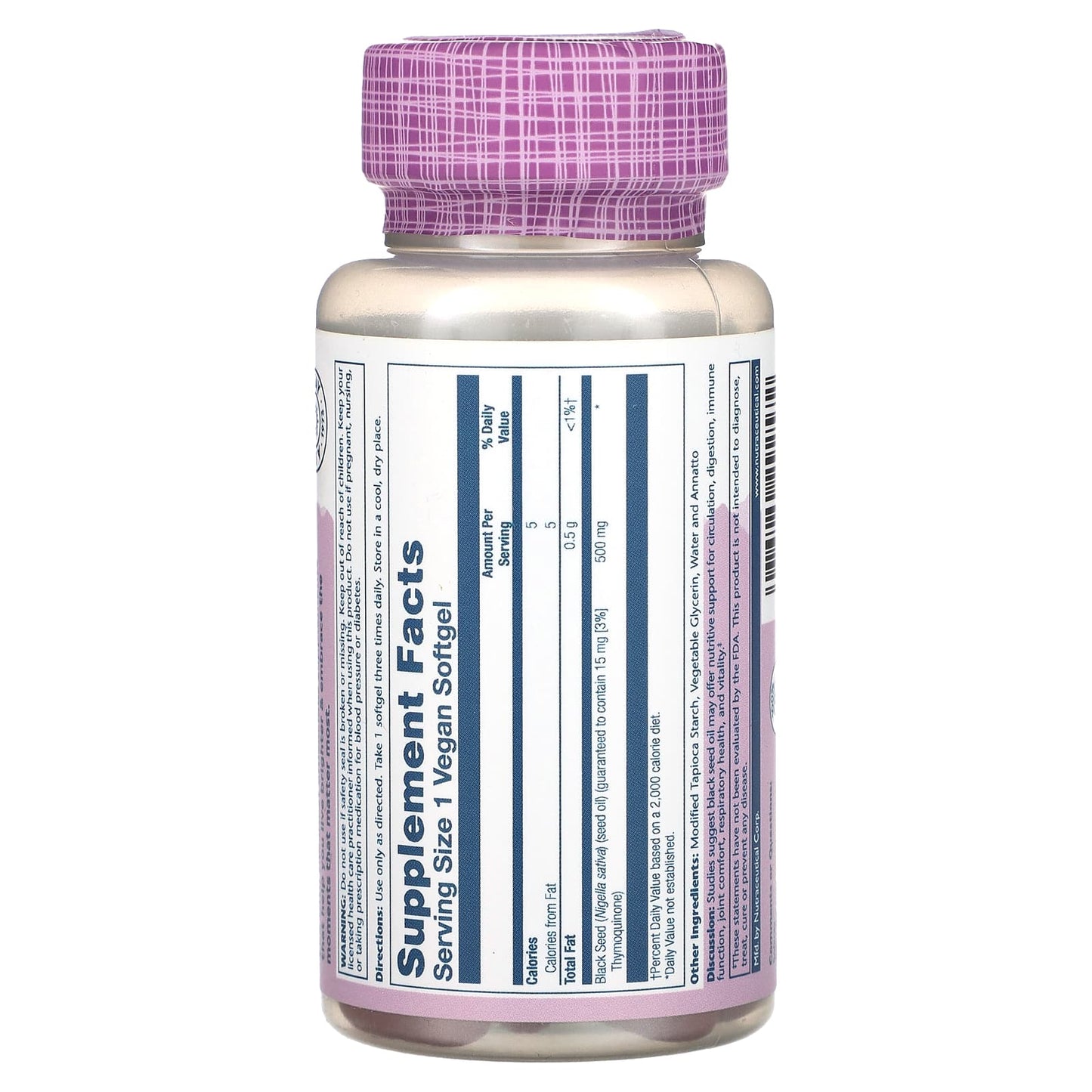 Solaray, Vital Extracts, Black Seed, Cold Pressed, 60 Vegan Softgels - Image 2