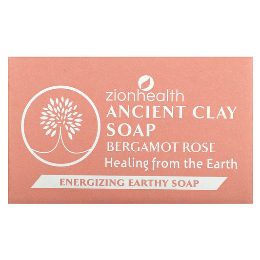 Zion Health, Ancient Clay Bar Soap, Bergamot Rose, 6 oz (170 g) - Image 1
