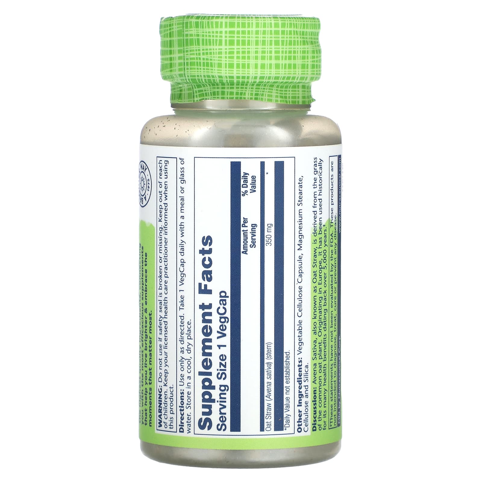 Solaray, True Herbs, Avena Sativa, 350 mg, 100 Vegcaps - Image 2