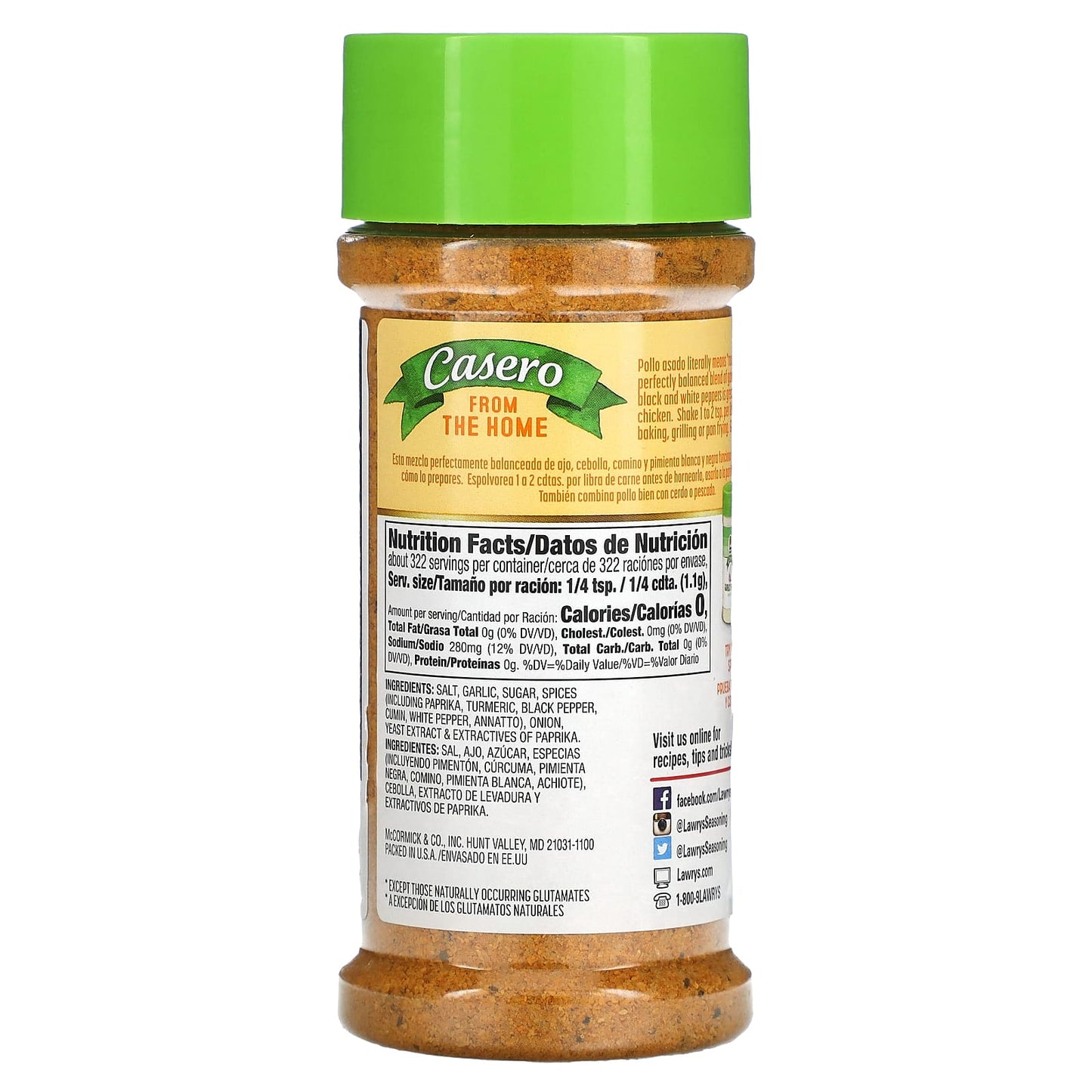 Lawry's, Casero, Pollo Asado Seasoning, 12.5 oz (354 g) - Image 2