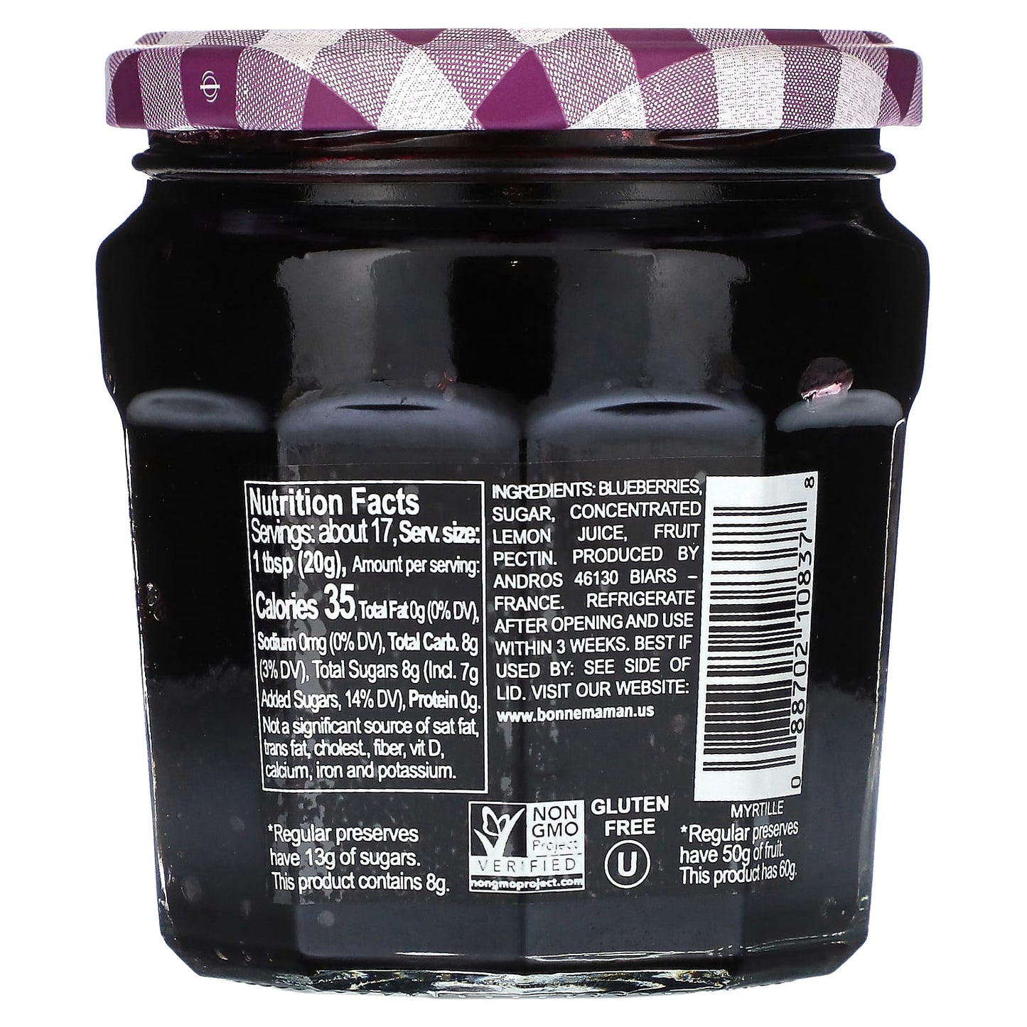 Bonne Maman Blueberry Fruit Spread, 11.8 oz (335g), Non-GMO & Gluten-Free - Image 2