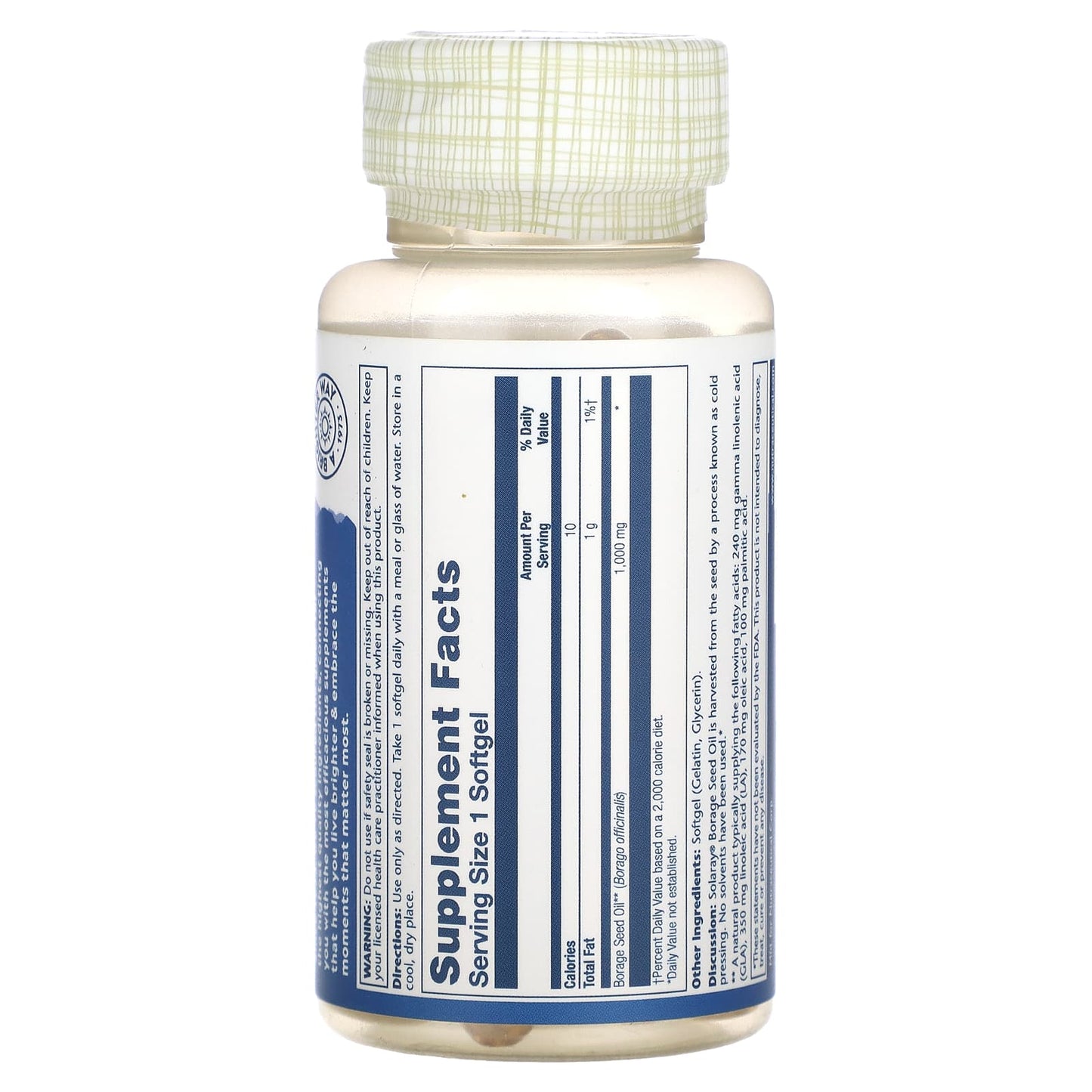 Solaray, Borage Seed Oil, 1,000 mg, 50 Softgels - Image 2