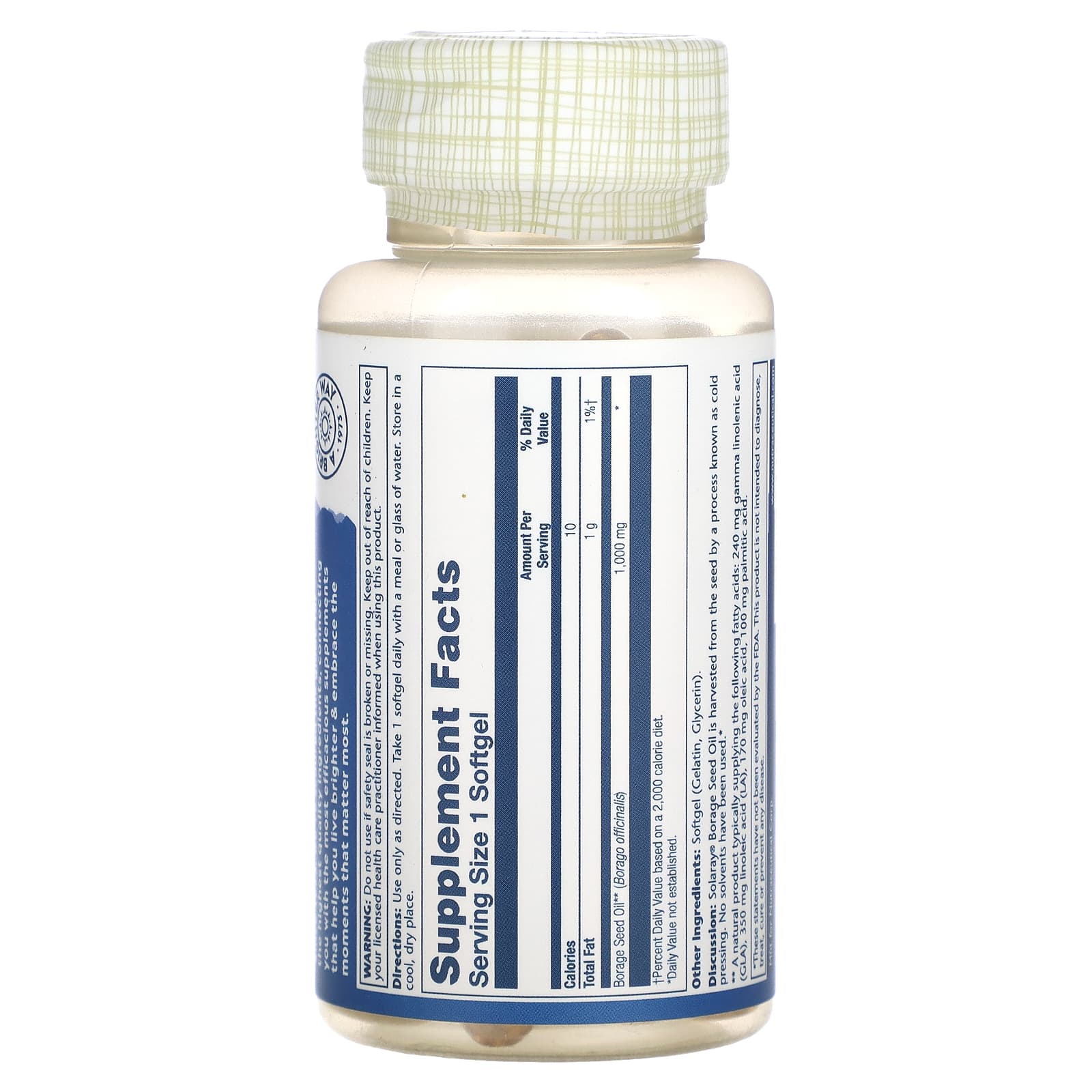 Solaray, Borage Seed Oil, 1,000 mg, 50 Softgels - Image 2