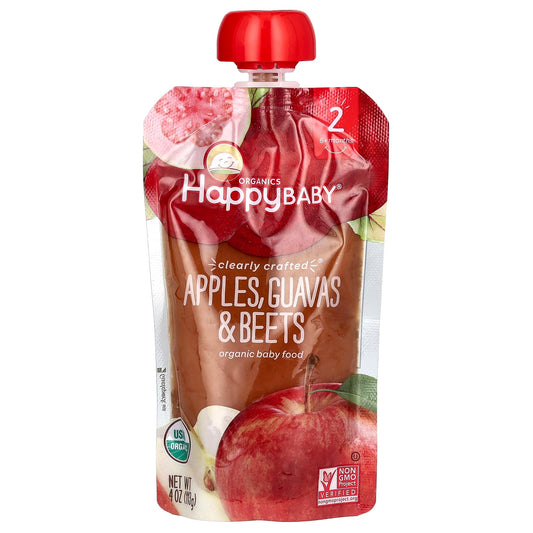 Organic Baby Food for 6+ Months - Happy Family Apples, Guavas & Beets - Image 1