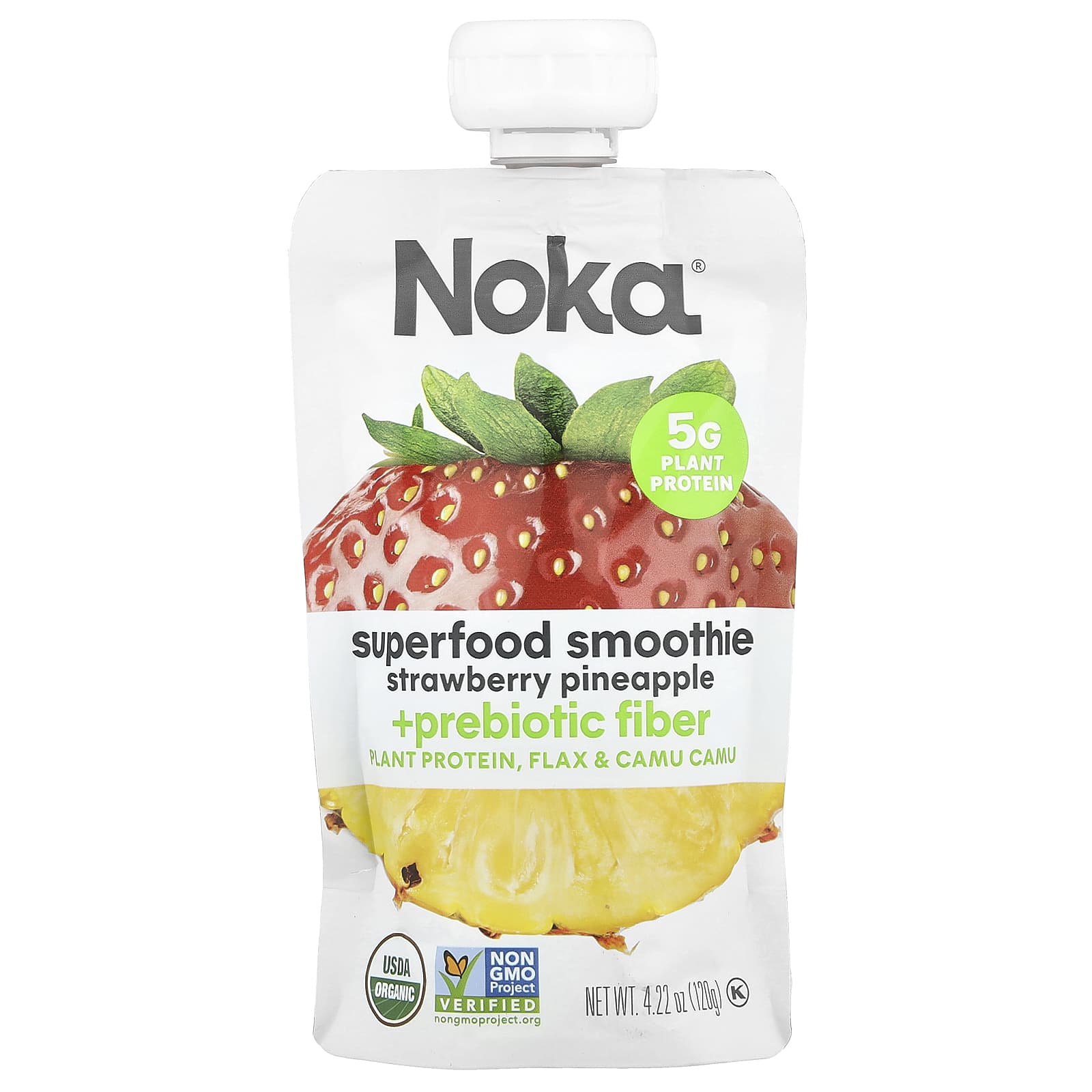 Noka, Superfood Smoothie + Prebiotic Fiber, Strawberry Pineapple, 4.22 oz (120 g) - Image 1
