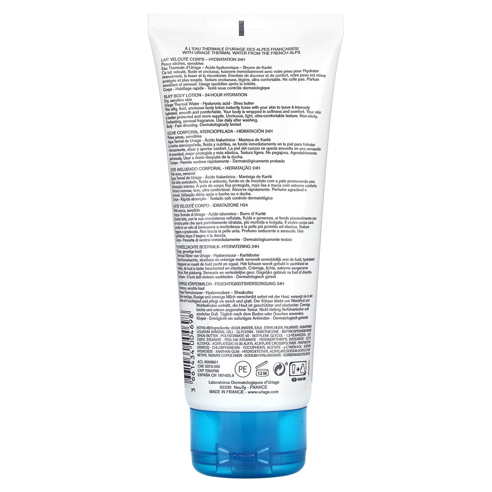 Uriage, EAU Thermale, Silky Body Lotion, Dry, Sensitive Skin, 6.8 fl oz (200 ml) - Image 2