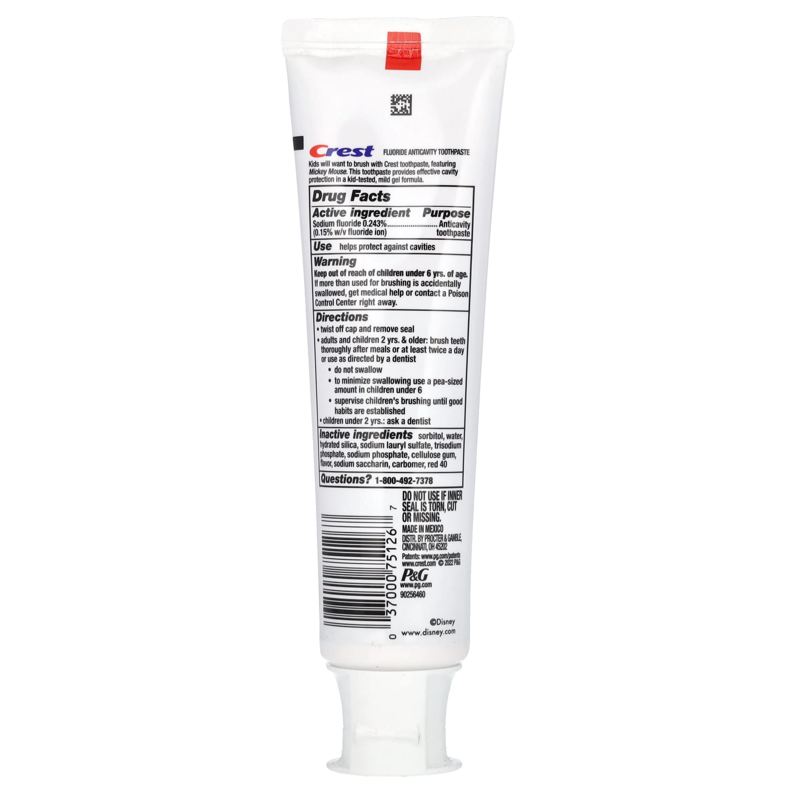 Crest Disney Junior Mickey Anticavity Toothpaste for Kids 3+ Years, Strawberry, 4.2 oz - Image 2