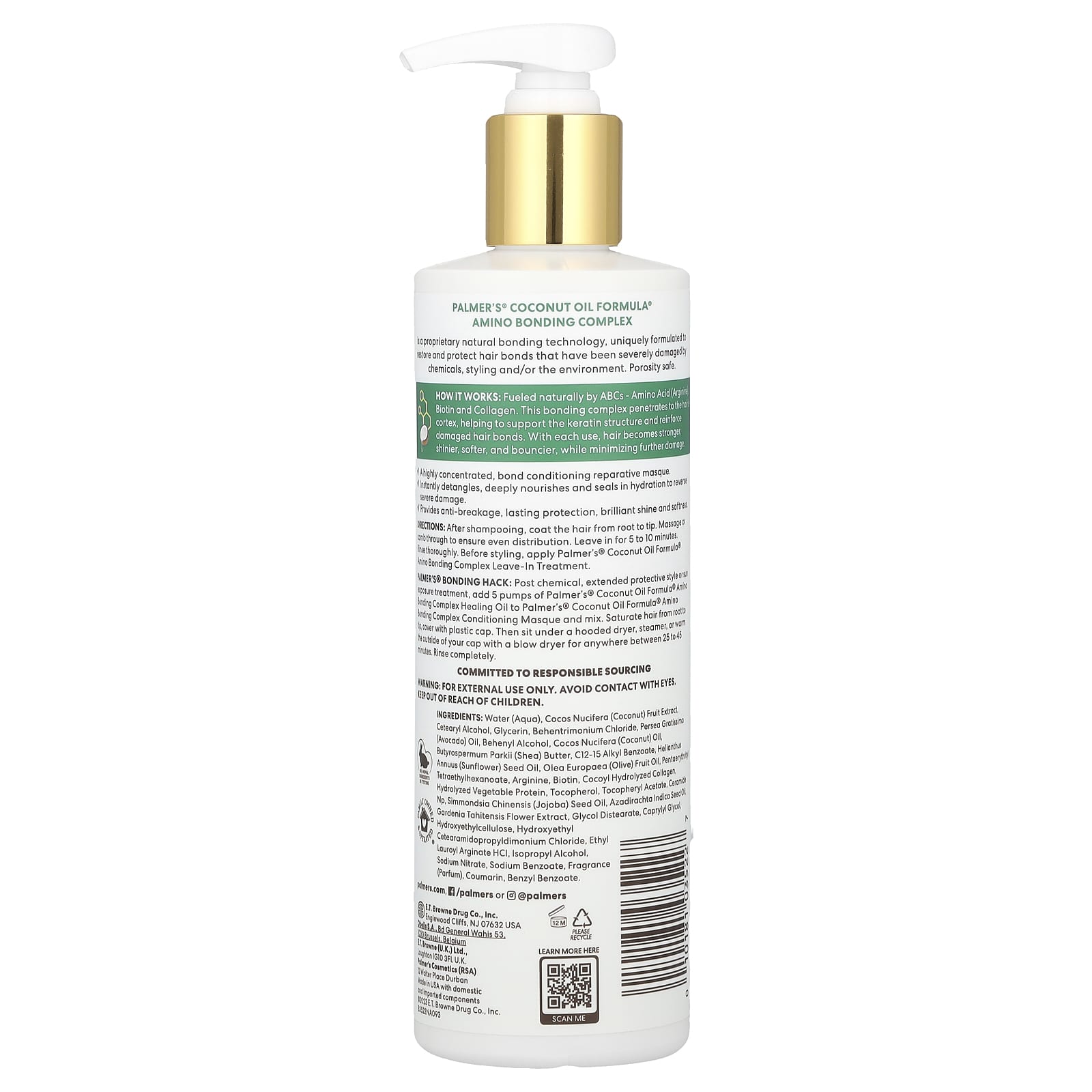 Palmer's, Coconut Oil Formula® with Vitamin E, Amino Bonding Complex, Bonding Conditioning Masque, 12 fl oz (355 ml) - Image 2