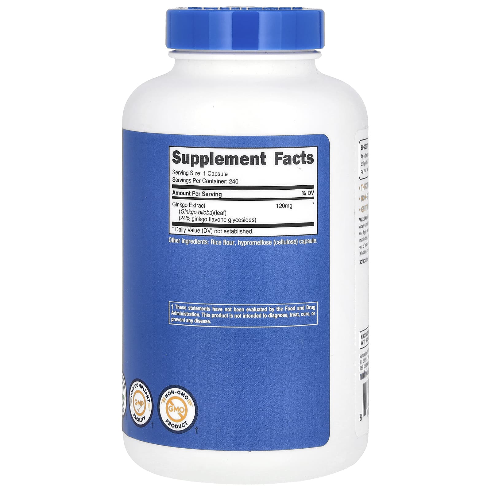 Nutricost, Ginkgo Biloba, 120 mg, 240 Capsules - Image 2