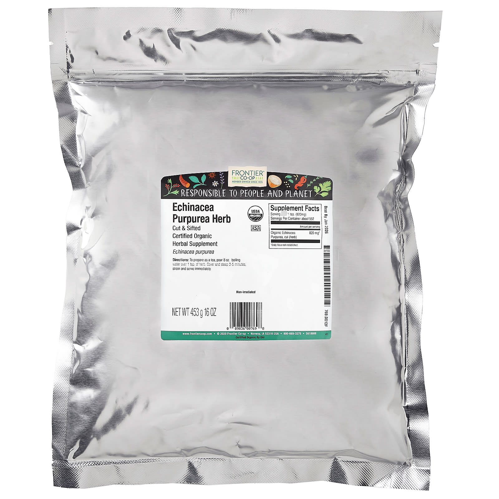 Frontier Co-op USDA Organic Echinacea Purpurea Tea - 16 oz - Image 2