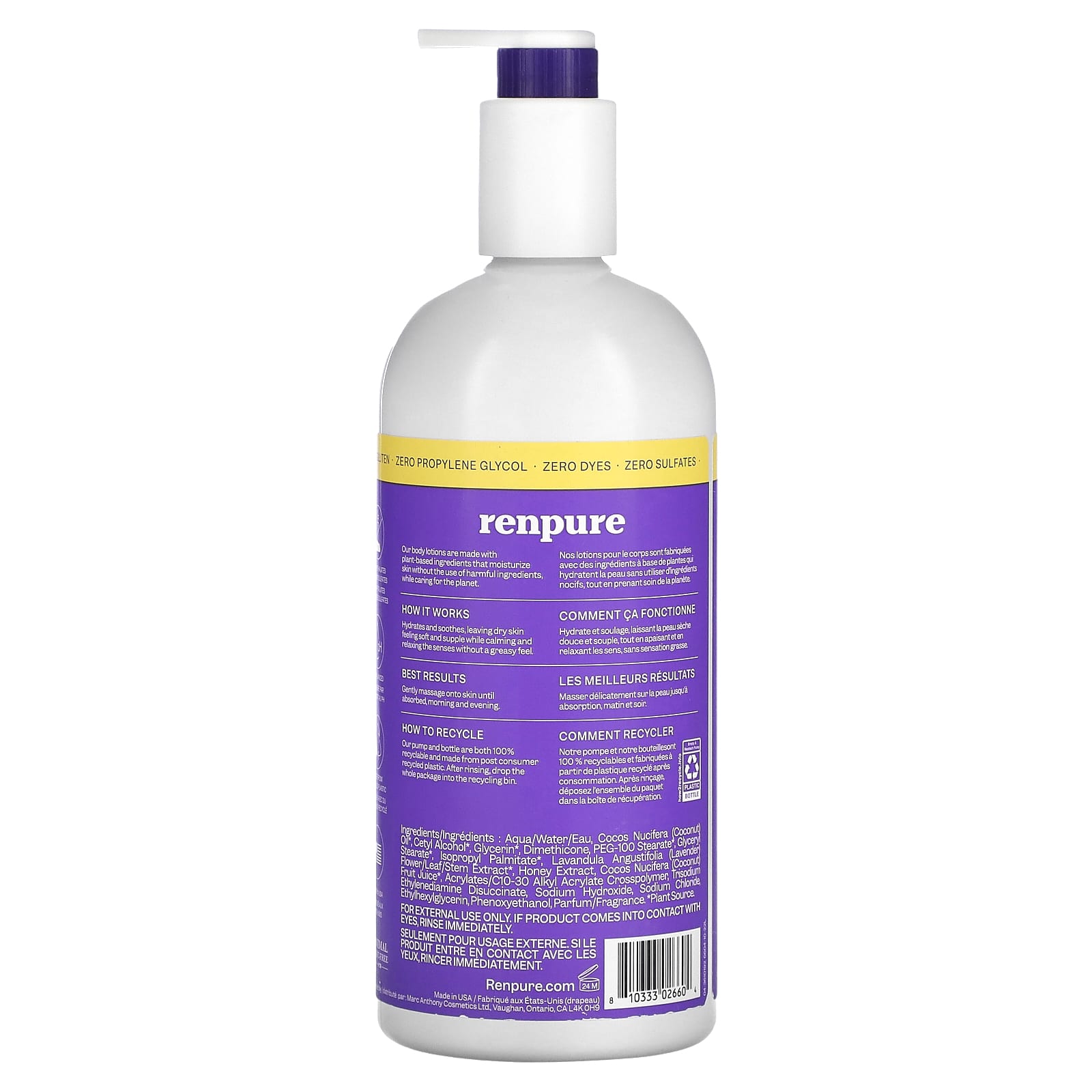 Renpure, Calming Body Lotion, Lavender & Honey, 24 fl oz (710 ml) - Image 2