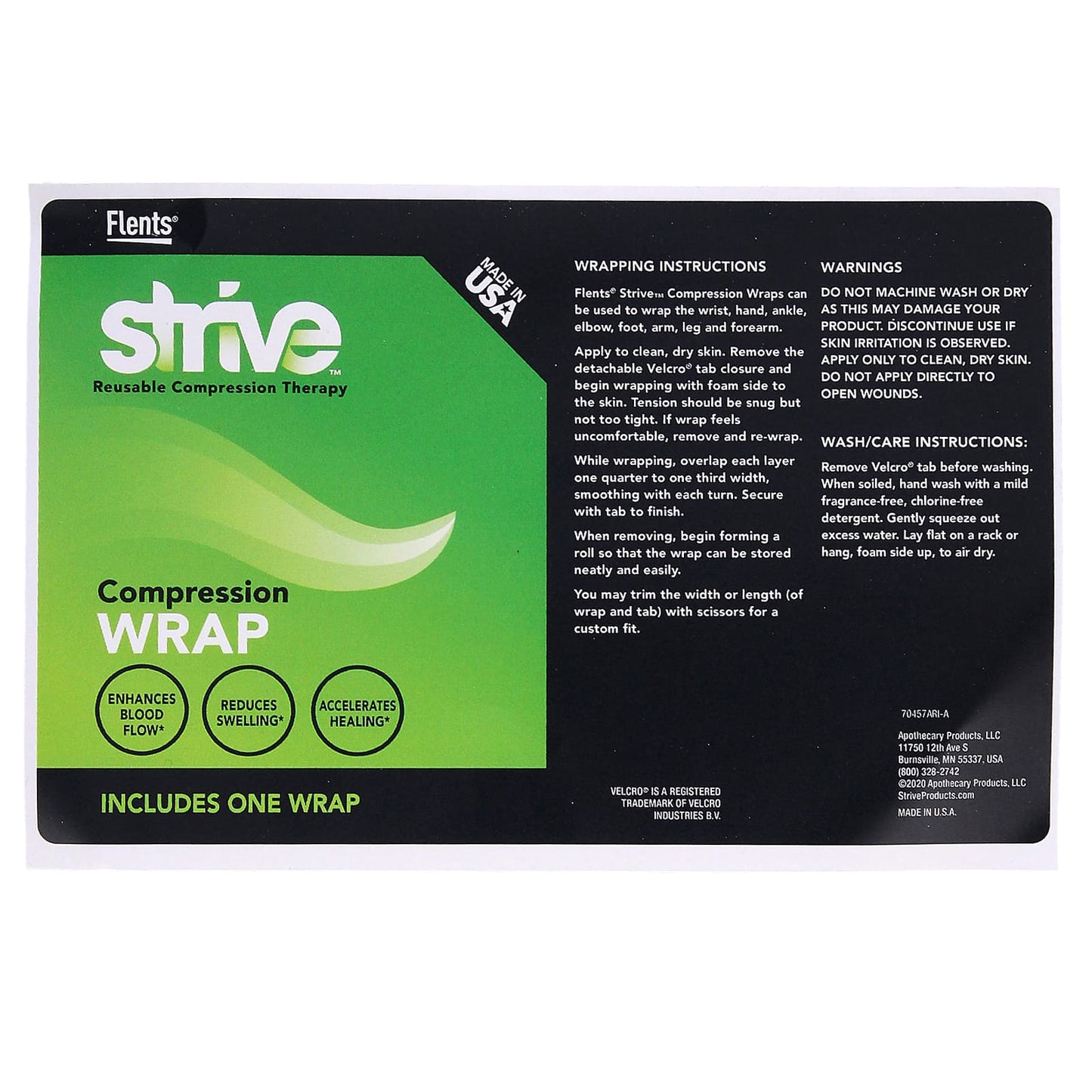 Strive, Compression Wrap, Black, 1 Wrap - Image 1