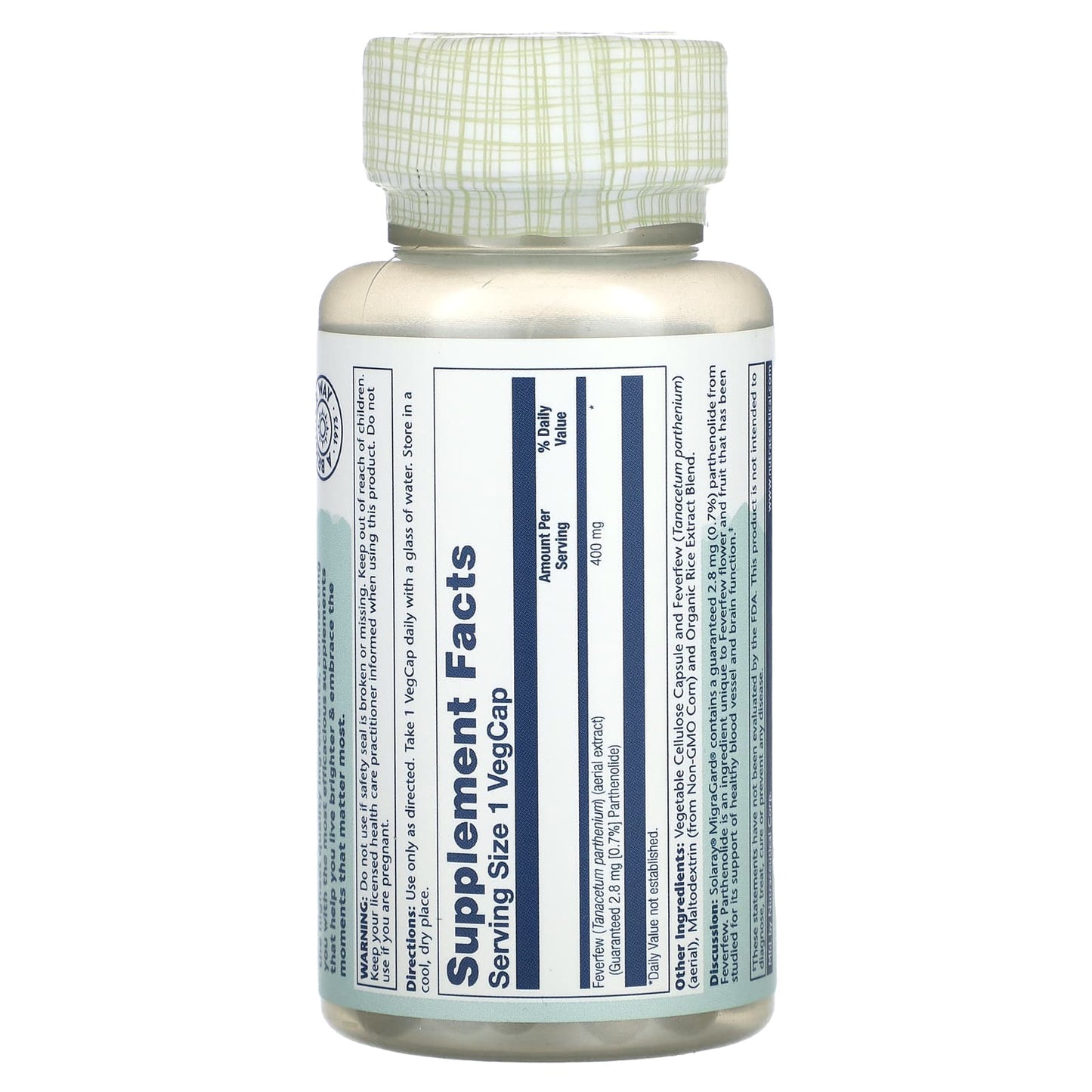 Solaray, MigraGard, 400 mg, 60 VegCaps - Image 2