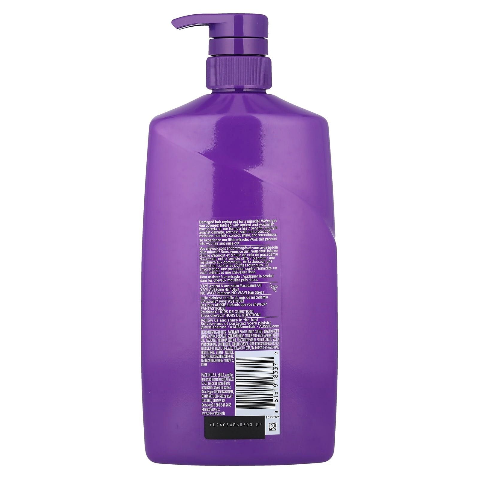 Aussie Total Miracle 7-in-1 Shampoo with Apricot Oil and Macadamia - 26.2 fl oz - Image 2