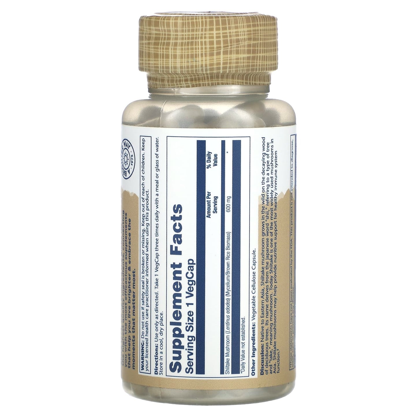 Solaray, Mushrooms, Shiitake Mushroom, 600 mg, 100 VegCaps - Image 2
