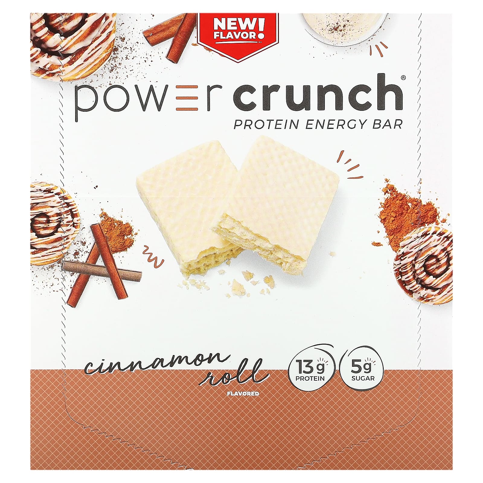 Cinnamon Roll Protein Bars by BNRG - 12 Count, 1.4 oz Each - Image 1