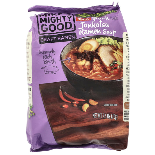 Mike's Mighty Good, Craft Ramen, Spicy Pork Tonkotsu Ramen Soup, 2.4 oz (70 g) - Image 1