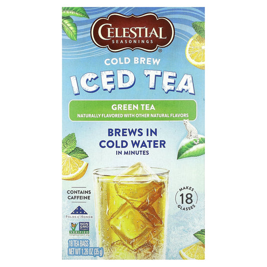 Celestial Seasonings Cold Brew Green Tea, 18 Tea Bags, 1.26 oz - Image 1