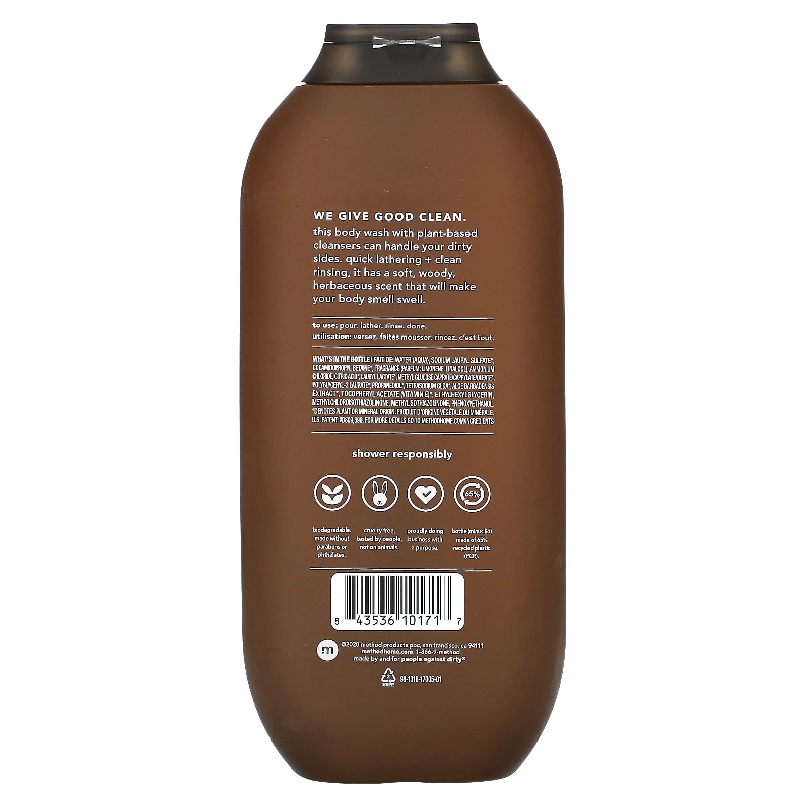 Method, Men, Body Wash, Sandalwood + Vetiver, 18 fl oz (532 ml) - Image 2