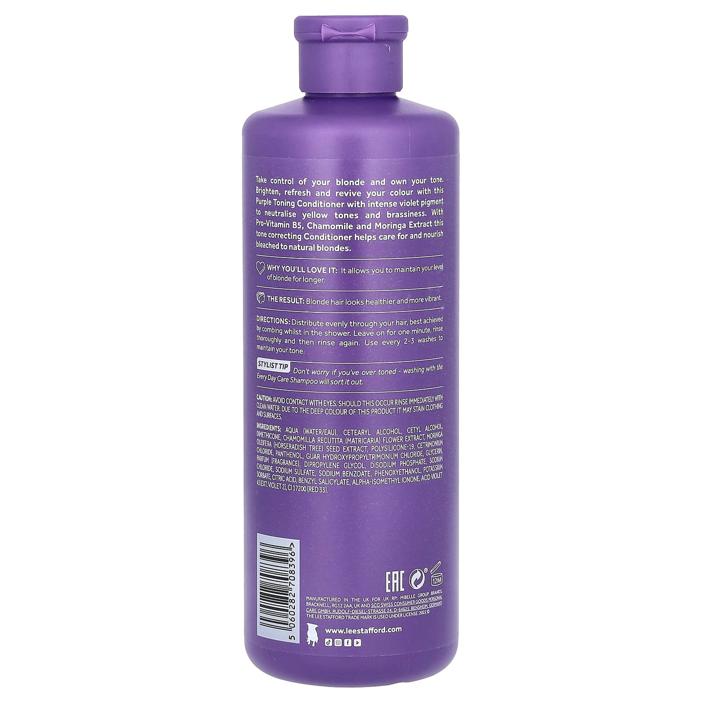 Lee Stafford, Bleach Blondes, Purple Toning Conditioner, For Bleached, Highlighted & Naturally Light Blonde Hair, 16.9 fl oz (500 ml) - Image 2