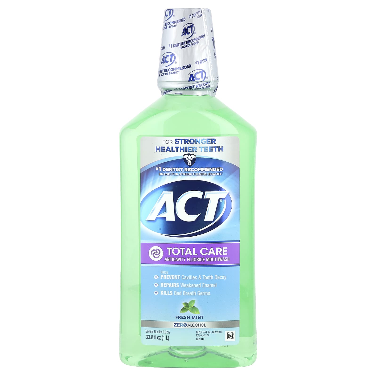 Act Total Care Anticavity Fluoride Mouthwash, Fresh Mint, 33.8 fl oz - Image 1