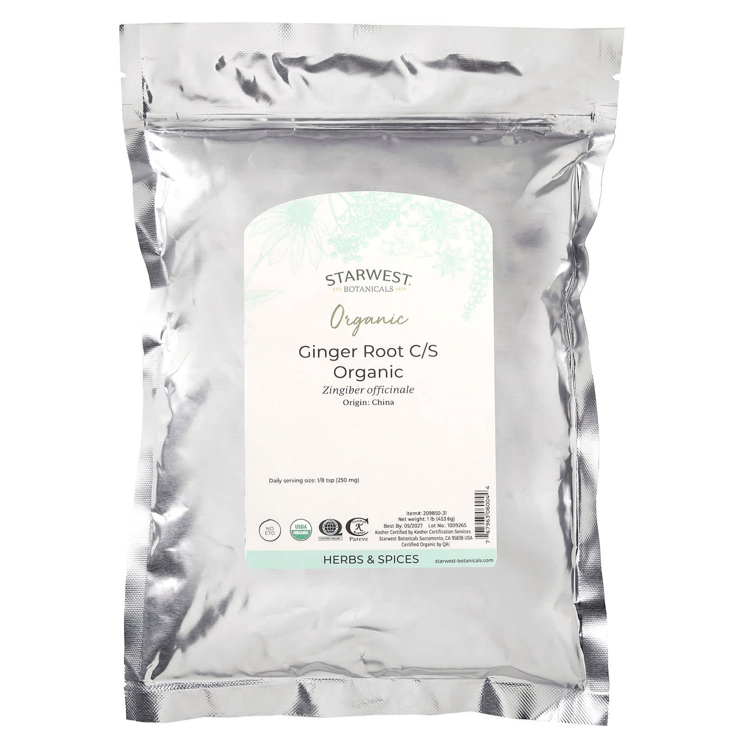 Starwest Botanicals, Organic Ginger Root C/S, 1 lb (453.6 g) - Image 2