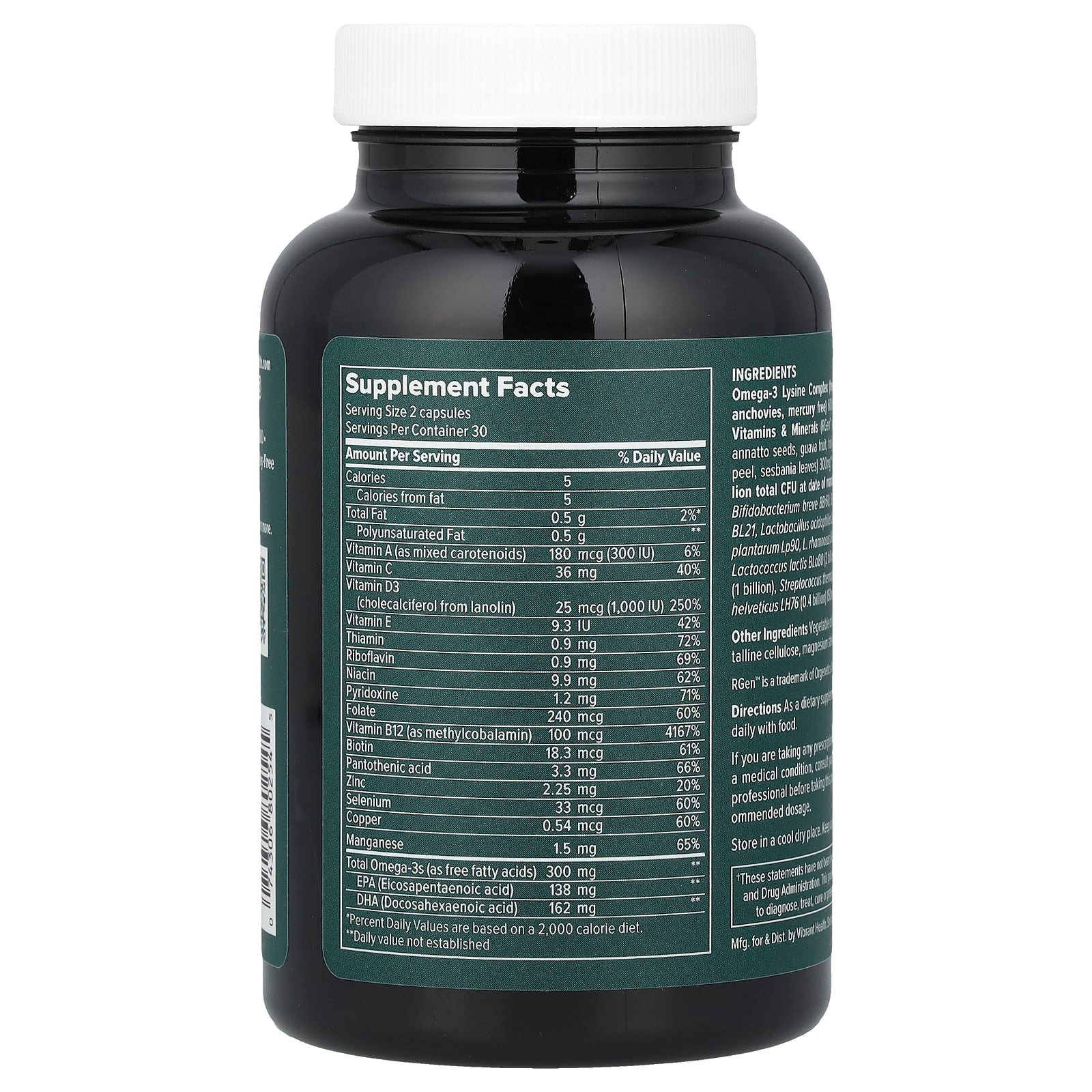Vibrant Health, Trilogy™, Daily 3-in-1 Multi-Supplement , 60 Capsules - Image 2
