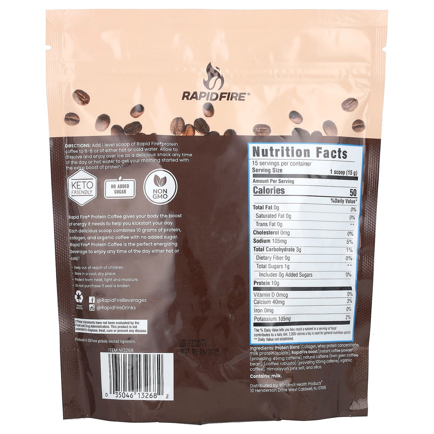 RAPIDFIRE, Protein Coffee, Original Blend, Medium Roast, 7.93 oz (225 g) - Image 2