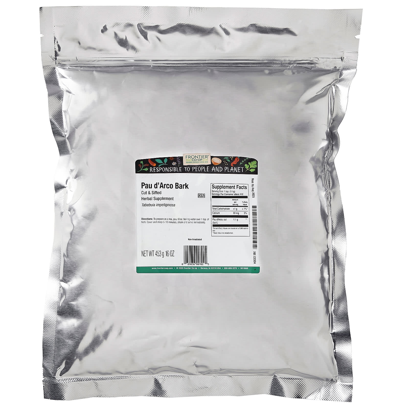 Frontier Co-op Pau d'Arco Bark 16 oz Tea Supplement - Image 2