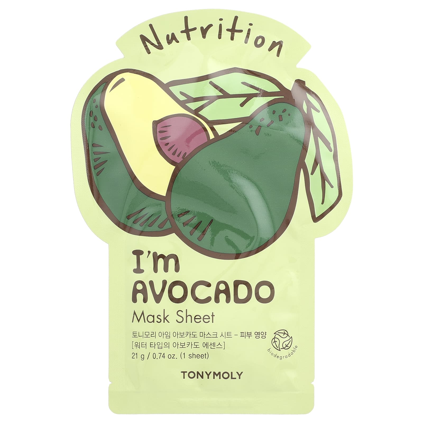 TonyMoly, I'm Avocado, Beauty Mask Sheet, 1 Sheet, 0.74 oz (21 g) - Image 1