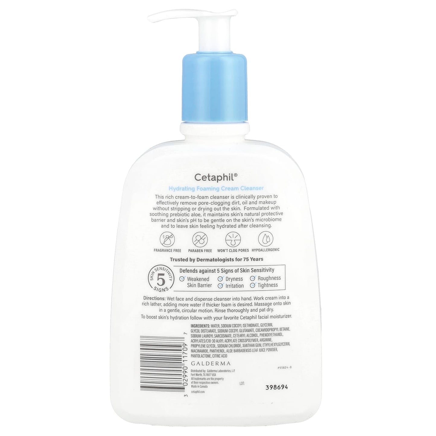 Cetaphil Hydrating Foaming Cream Cleanser for Sensitive Skin, 16 fl oz - Image 2