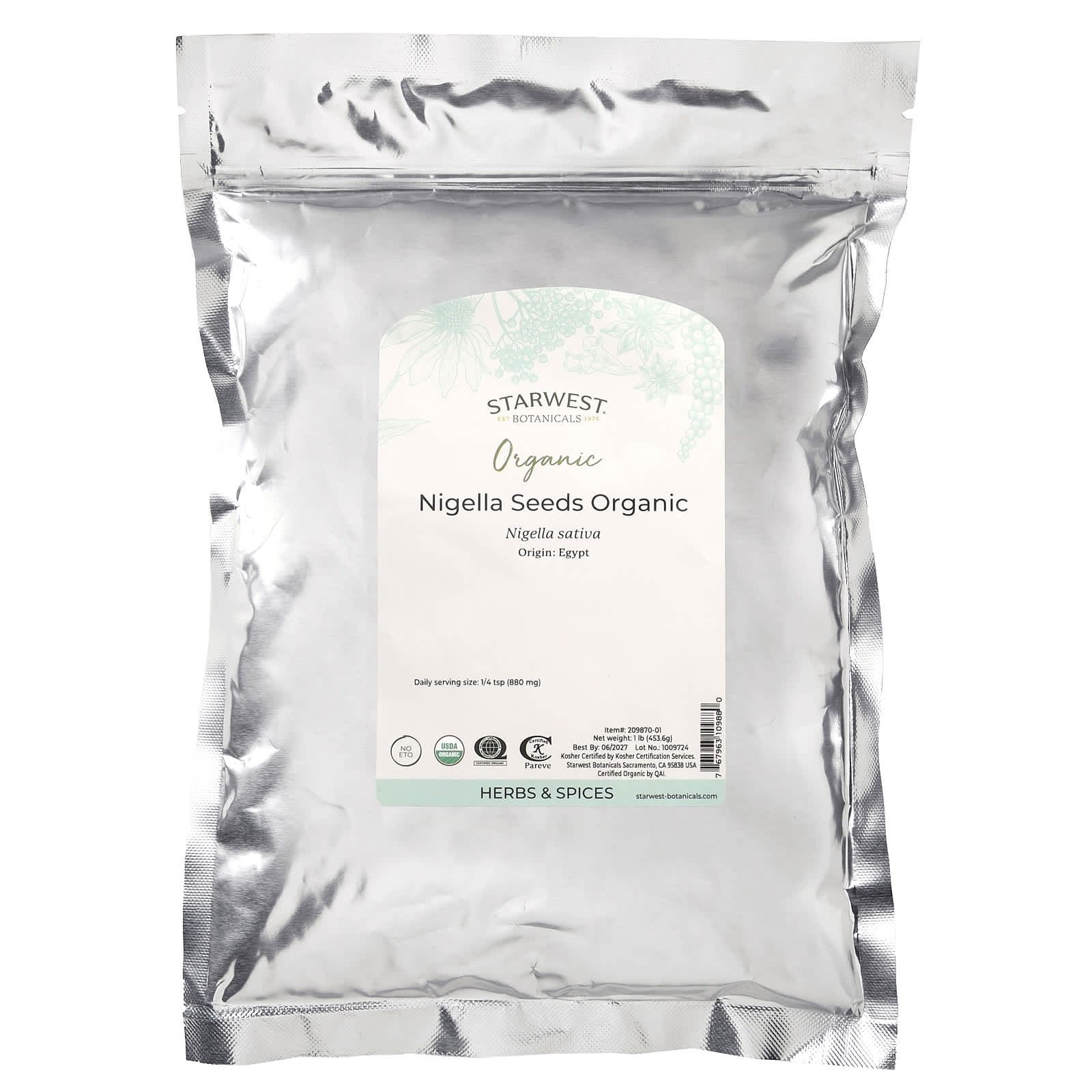 Starwest Botanicals, Organic Nigella Seeds, 1 lb (453.6 mg) - Image 2