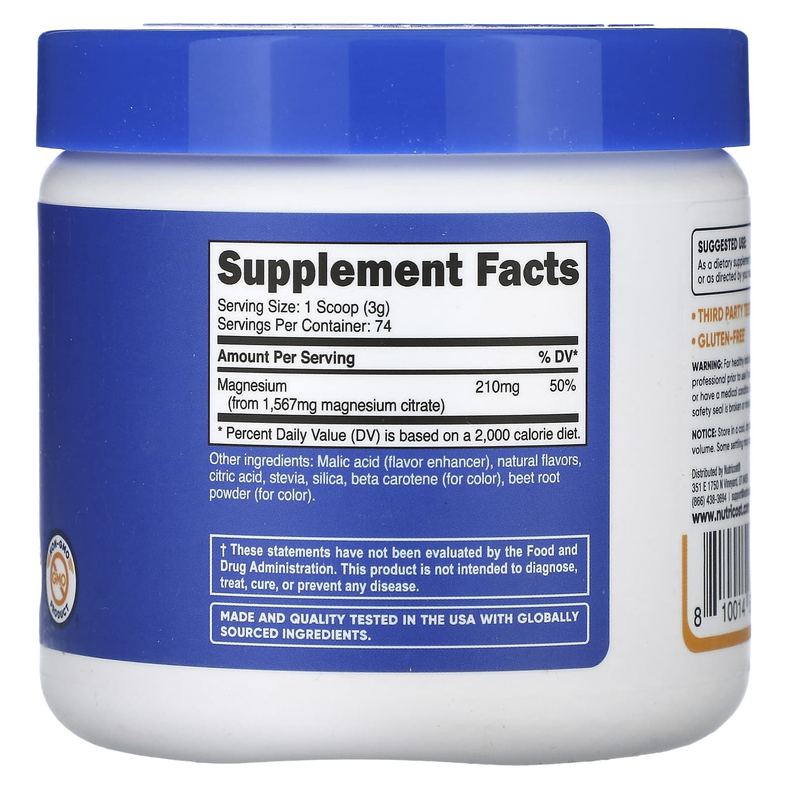 Nutricost, Magnesium Citrate, Peach Mango, 8.8 oz (250 g) - Image 2