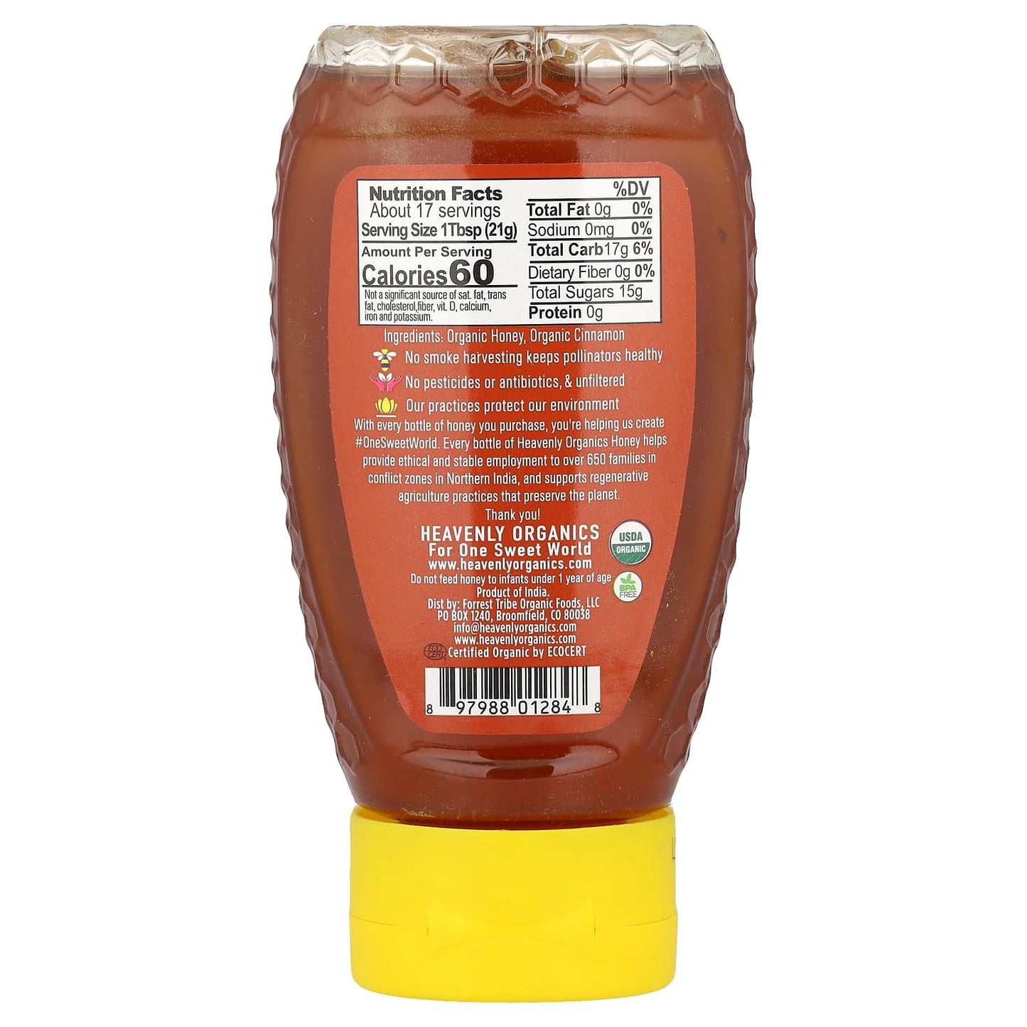 Heavenly Organics USDA Organic Cinnamon Honey 12 oz - Image 2