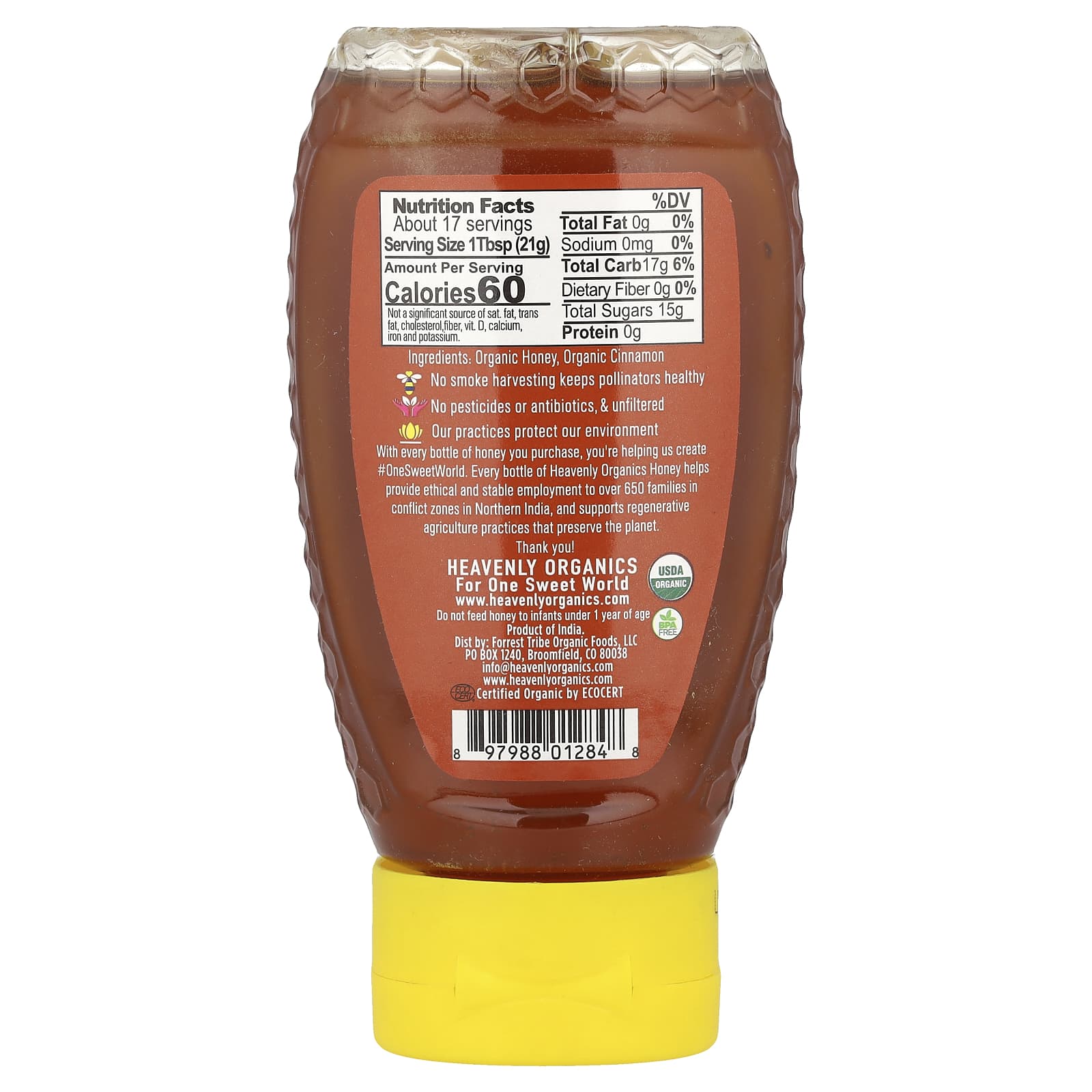 Heavenly Organics USDA Organic Cinnamon Honey 12 oz - Image 2