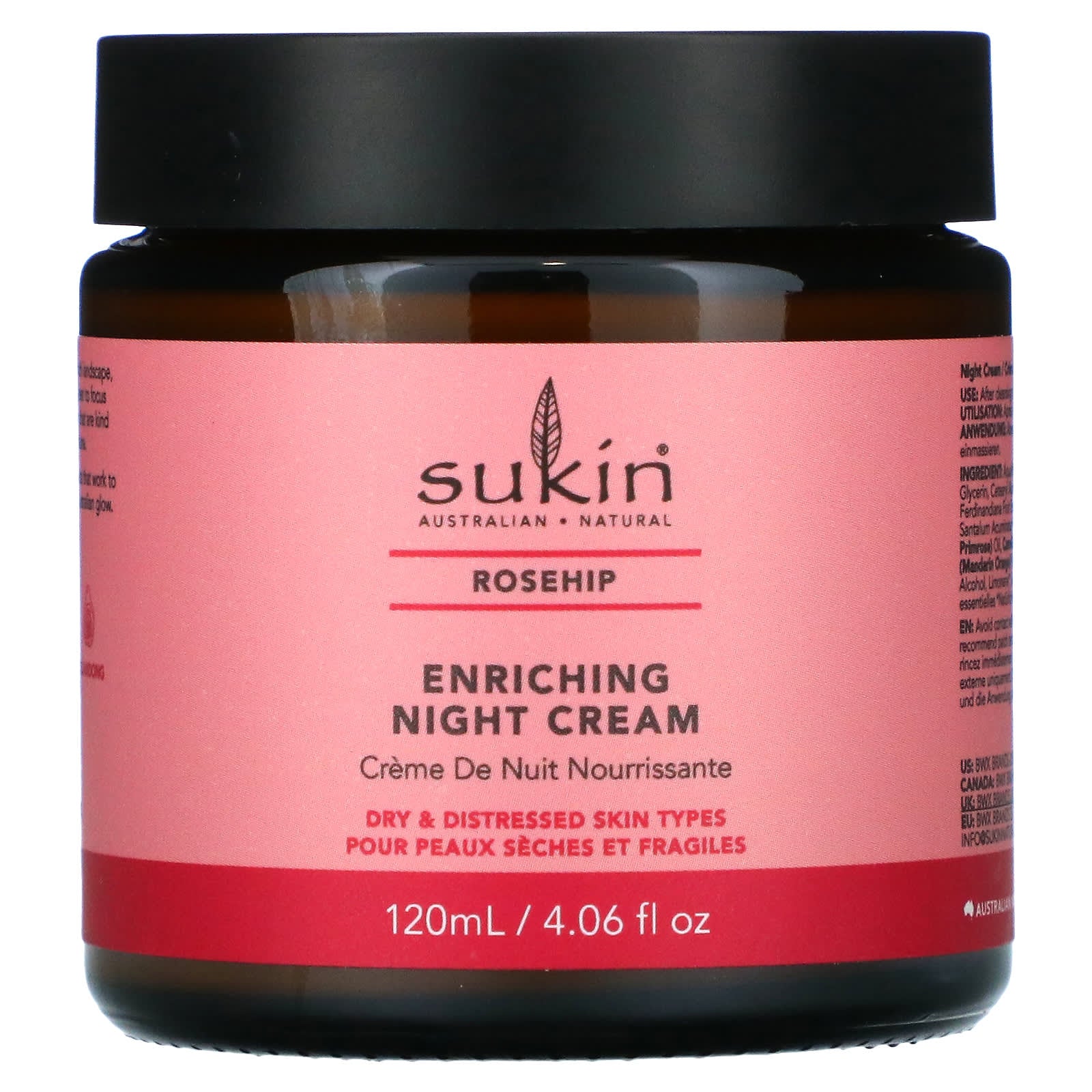 Sukin, Enriching Night Cream, Rosehip, 4.06 fl oz (120 ml) - Image 1