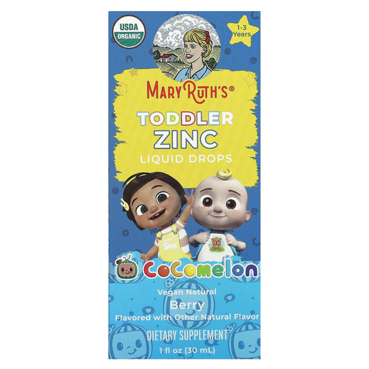 MaryRuth's, Cocomelon, Toddler Zinc Liquid Drops, 1-3 Years, Berry, 1 fl oz (30 ml) - Image 1