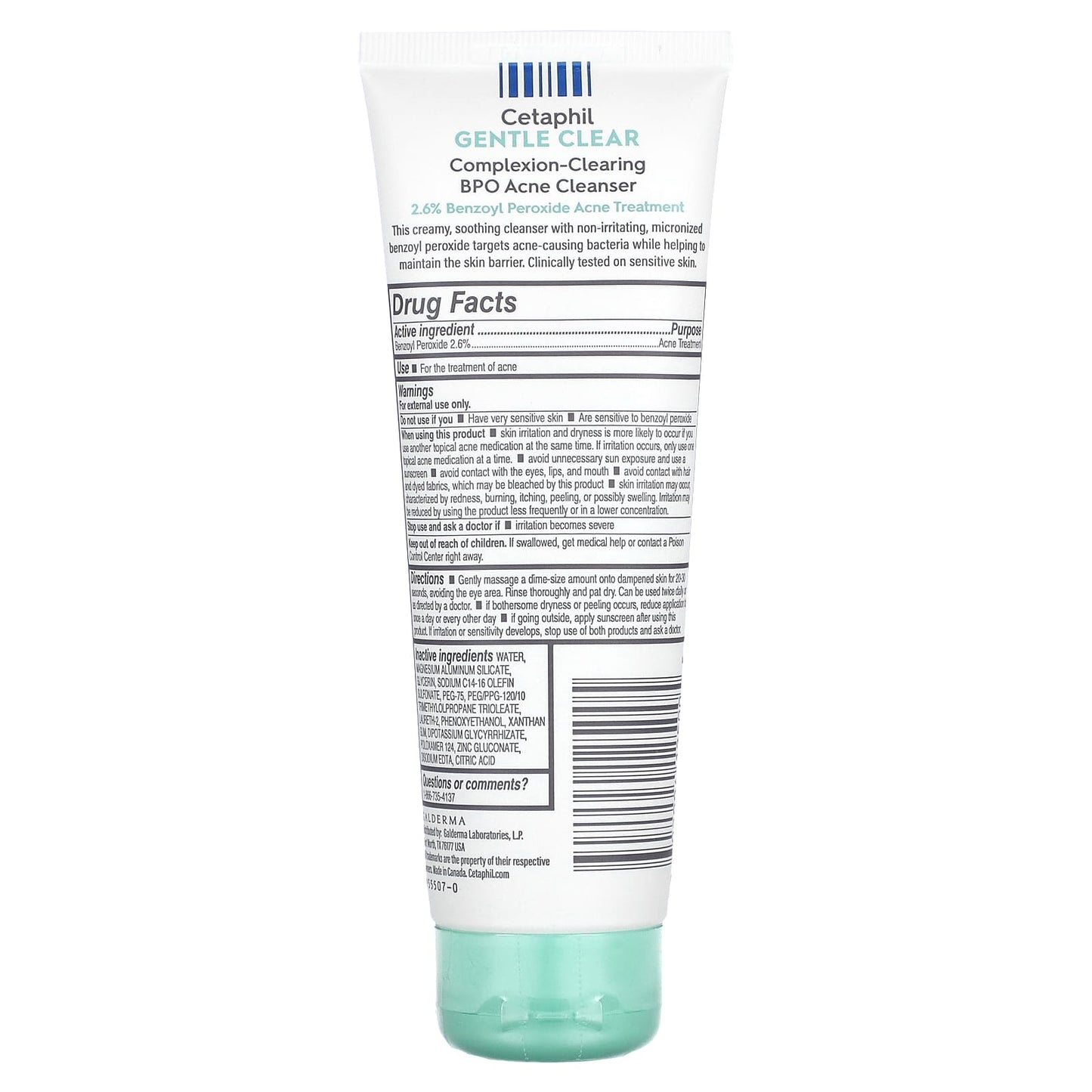 Cetaphil Gentle Acne Cleanser, Benzoyl Peroxide, 4.2 fl oz - Image 2